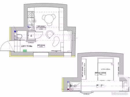 studio 1 pièce 22 m²
