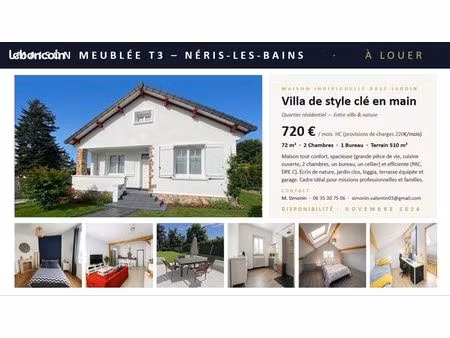 maison de charme meublée t3 avec terrain - néris-les-bains 