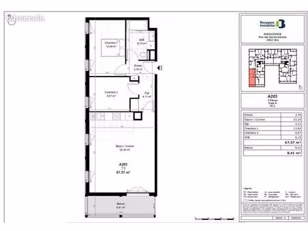 appartement 3 pièces 68 m²