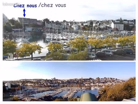 f2 duplex - vue panoramique sur le port de plaisance - dernier étage - parking - tréboul
