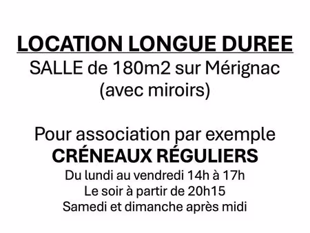 local 180 m² disponible sur créneaux fixes