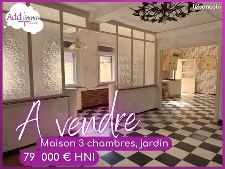 ⚒️petit prix pour cette maison à rénover  toiture récente et fenêtre pvc  jardin en bout d