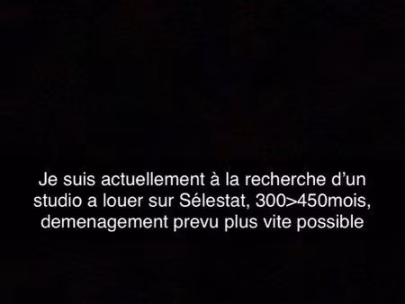 à la recherche d’un studio a selestat