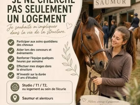 recherche logement en structure équestre à saumur – étudiante sérieuse