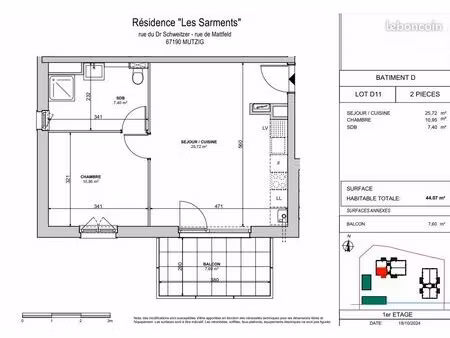 t2 neuf 44 m² avec balcon + 2 parkings – mutzig