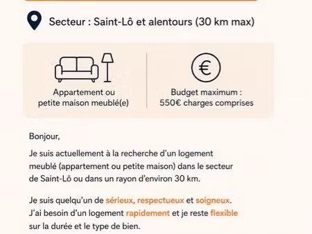 recherche appartement meublé à louer - urgent”