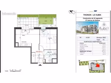 appartement type 2 thonon