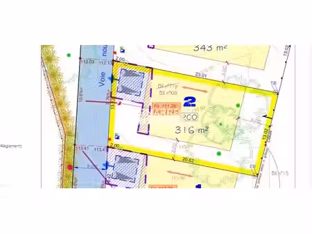 vente terrain 316 m² vitré (35500)