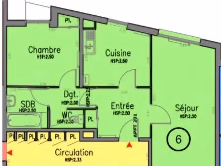 lumineux t2 de 55 m² avec ascenseur