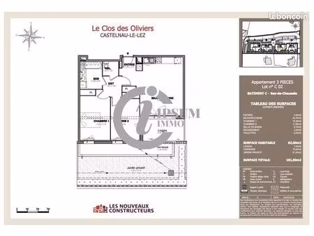 appartement 3 pièces 62 m²