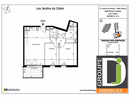 vente appartement 3 pièces 58 m² valence (26000)