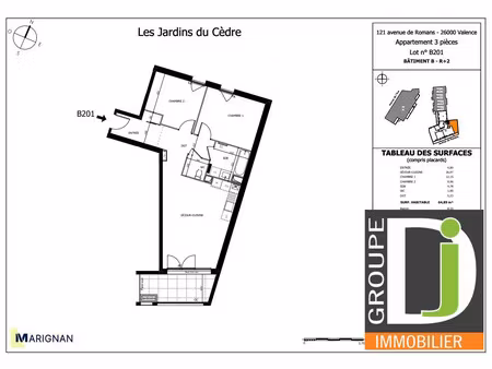 vente appartement 3 pièces 64 m² valence (26000)