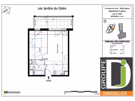 vente appartement 2 pièces 39 m² valence (26000)