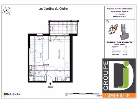 vente appartement 2 pièces 40 m² valence (26000)