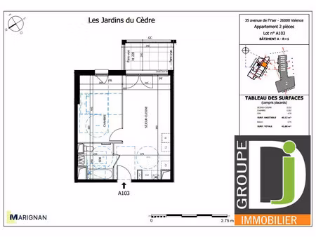 achat appartement 2 pièces 40m² valence 26000