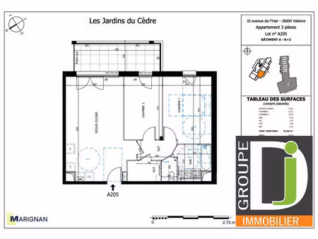 achat appartement 3 pièces 64m² valence 26000