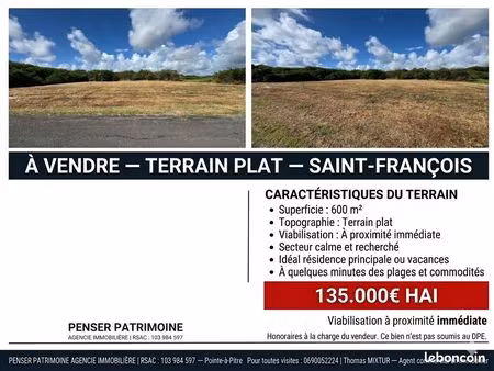 terrain a vendre saint-françois