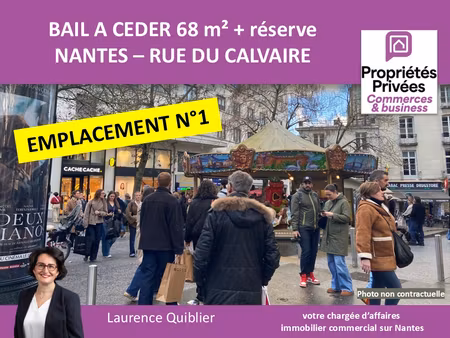 44000 nantes - bail a ceder 68 m² emplacement prime