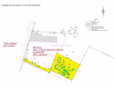 st yzan de soudiac terrain de 1700 m2