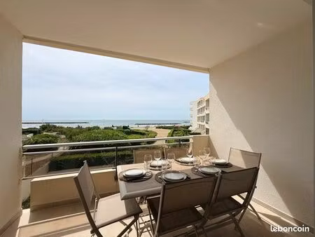 ? t2 cabine climatisé avec vue mer • accès direct plage • parking privatif • wi-fi inclus