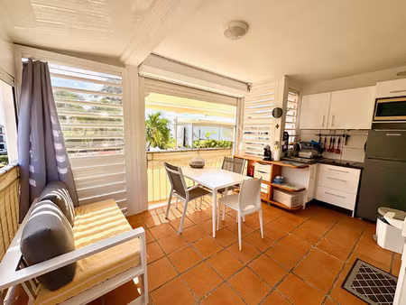 anse des rochers 1/4 de villa t2 meuble de 35 m2 acces plage