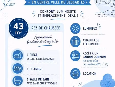 appartement rdc   centre   jardin commun