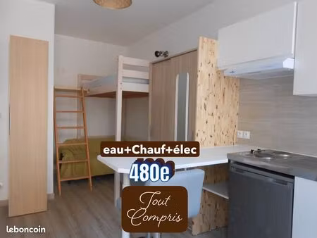 studio meuble 18m2 480e eau+chauf+elect