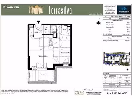 appartement 2 pièces 43 m²