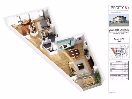 vente appartement 3 pièces 69 m² lacanau (33680)