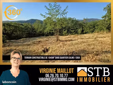 terrain 1045 m² coux