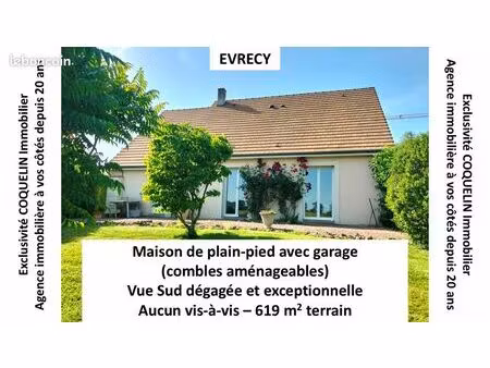 maison de plain-pied avec garage (combles aménageables) - terrain 619 m2 clos et arboré - 