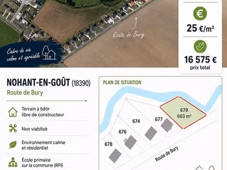 terrain à bâtir 663 m² – nohant-en-goût – 16 575