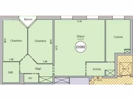 appartement 3 pièces 70 m²