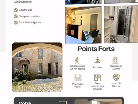 studio meublé calme & lumineux – spécial étudiant – angoulême plateau