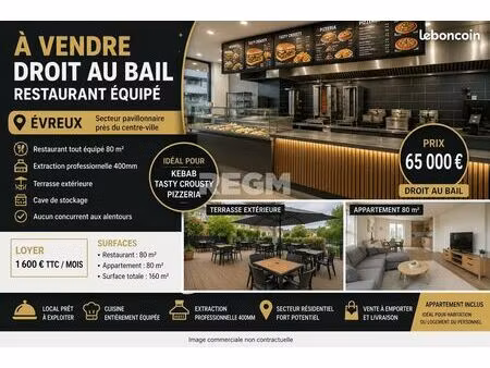 restaurant 80 m² évreux
