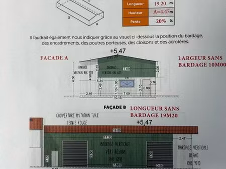 hangar de 192 m2 sur terrain de 2500 m2
