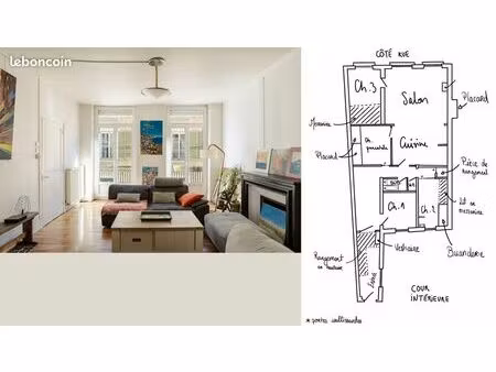 à vendre appartement 103m2 / rénové / hyper-centre de grenoble