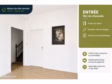 maison de ville rénovée – 118 m² – centre la chapelle-saint-laurent