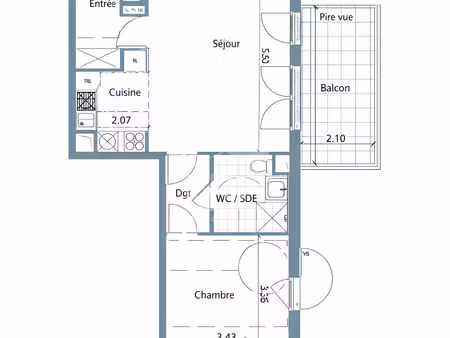 appartement guyancourt 2 pièce(s) 49.95 m2