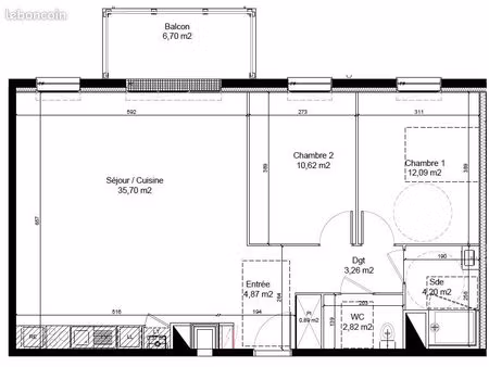 appartement 3 pièces 74 m²