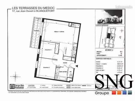 appartement 3 pièces 62 m²