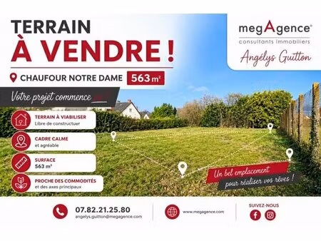 en vente terrain constructible 5 63 ares – 60 000 € |chaufour-notre-dame