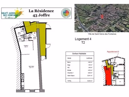 appartement t2 à louer - 53 59 m² - location à l’année – st génis des fontaines (village)