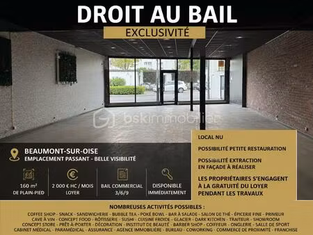 local commercial de 160 m² à beaumont-sur-oise