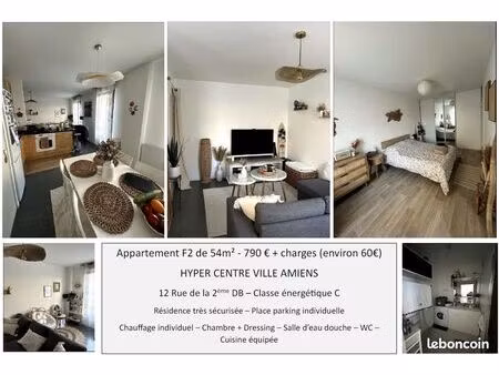 appartement 54m² + 1 place de parking - hyper centre ville amiens