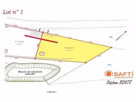 terrain de 866 m² viabilisée (lot 1) – le puy