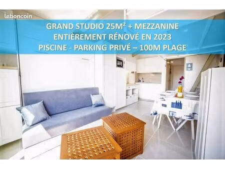 location meublée palavas montpellier 26m² parking