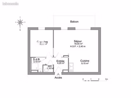 appartement 2 pièces 45 m²