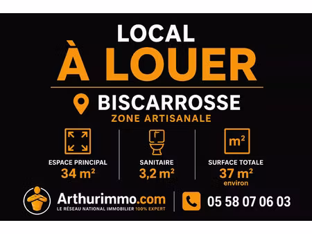 location commerce 2 pièces 37 m² à biscarrosse (40600)