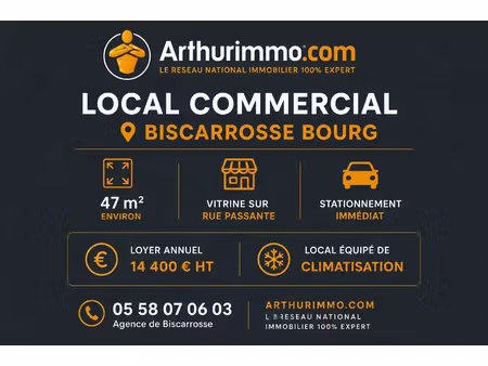 location commerce 2 pièces 47 m² à biscarrosse (40600)